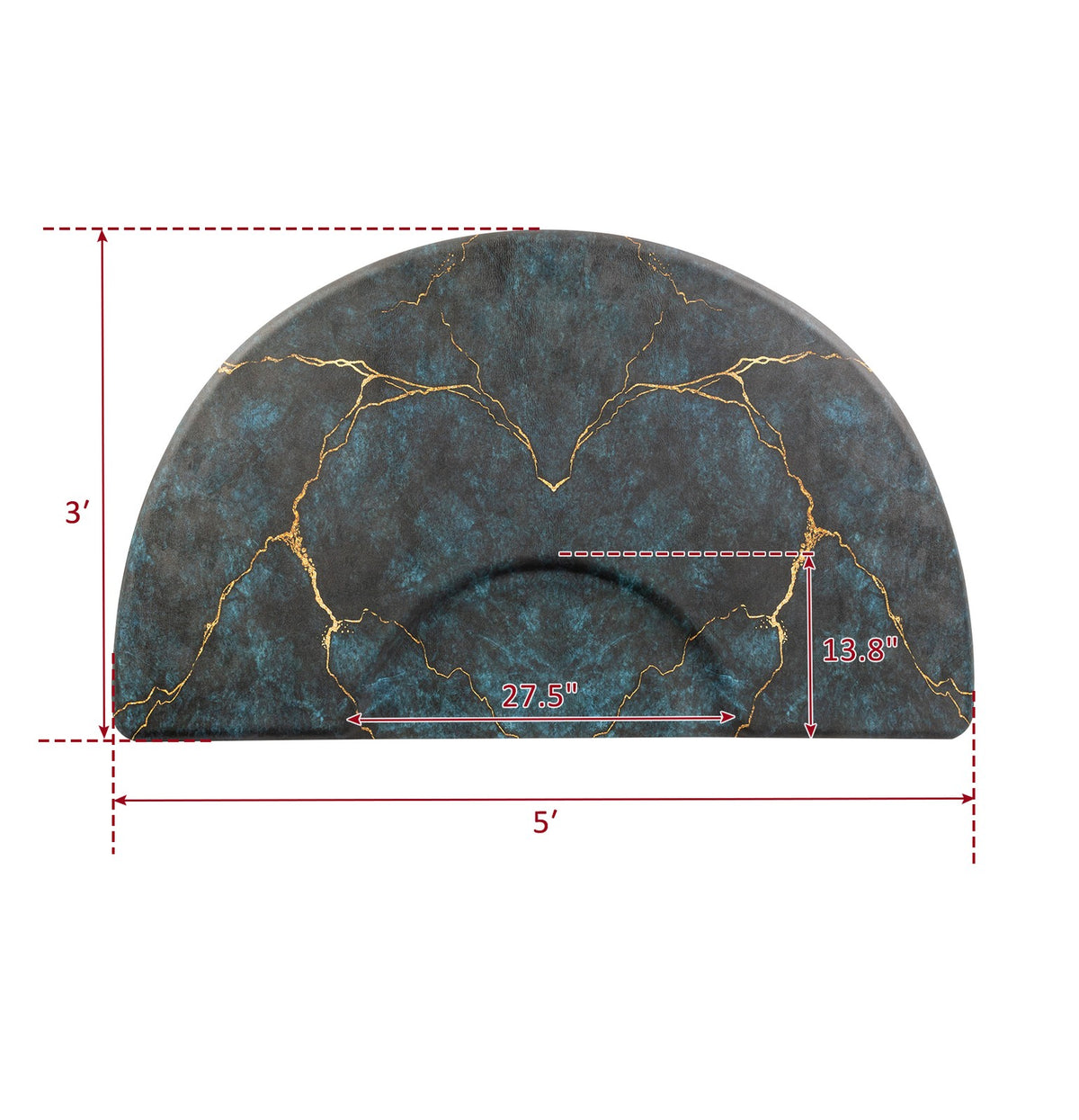 Anti-Fatigue Salon Mat 3x5 ft Semi-Circular Chair Cushion Waterproof Comfort