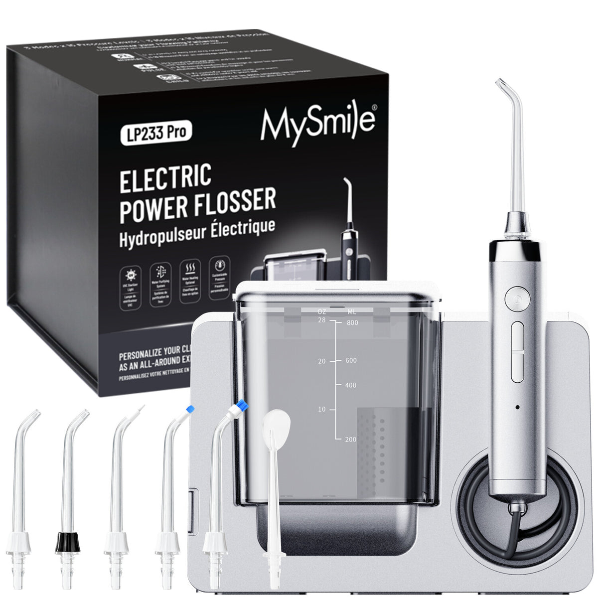Electric Water Flosser Oral Irrigator with 6 Tips 800ml Reservoir, Multiple Modes