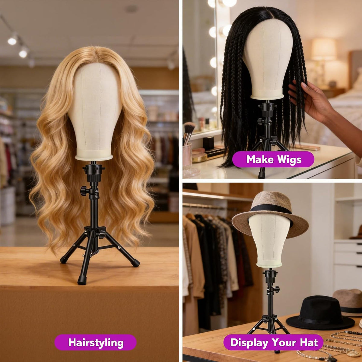 Wig Stand Mannequin Head with Tripod for Wig Styling and Display