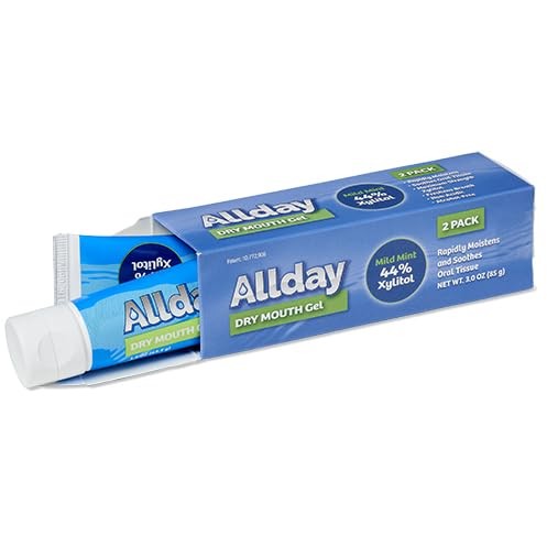 Dry Mouth Relief Gel with 44% Xylitol - Maximum Strength, Fast Acting, Non-Acidic, 2 Tubes