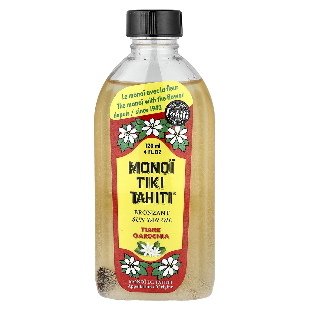 Sun Tan Oil with Sunscreen SPF 3 - Natural Tahiti Monoi Coconut Oil, 4 fl oz