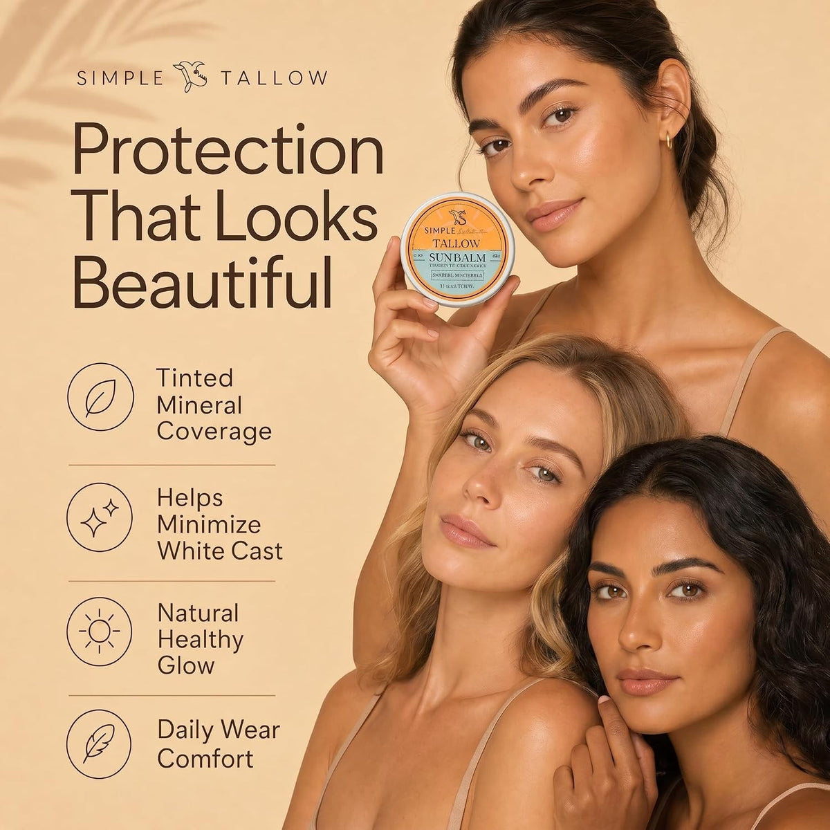 Reef Safe Tinted Sunscreen SPF 50+ with Tallow & CoQ10 - 2 oz Daily Use