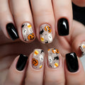 48Pcs Cute Spooky Halloween Press-On Nail Set - Pumpkin Ghost Bat Design