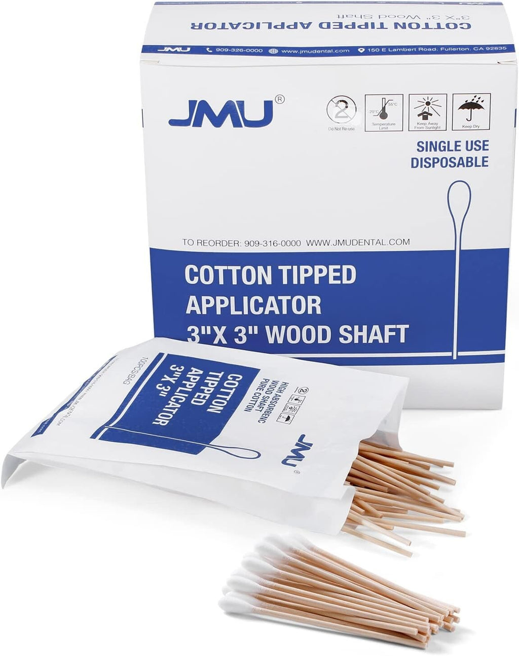 Long Cotton Swabs 3 Inch Wooden Handle Medical & Cosmetic Applicators 1000 pcs