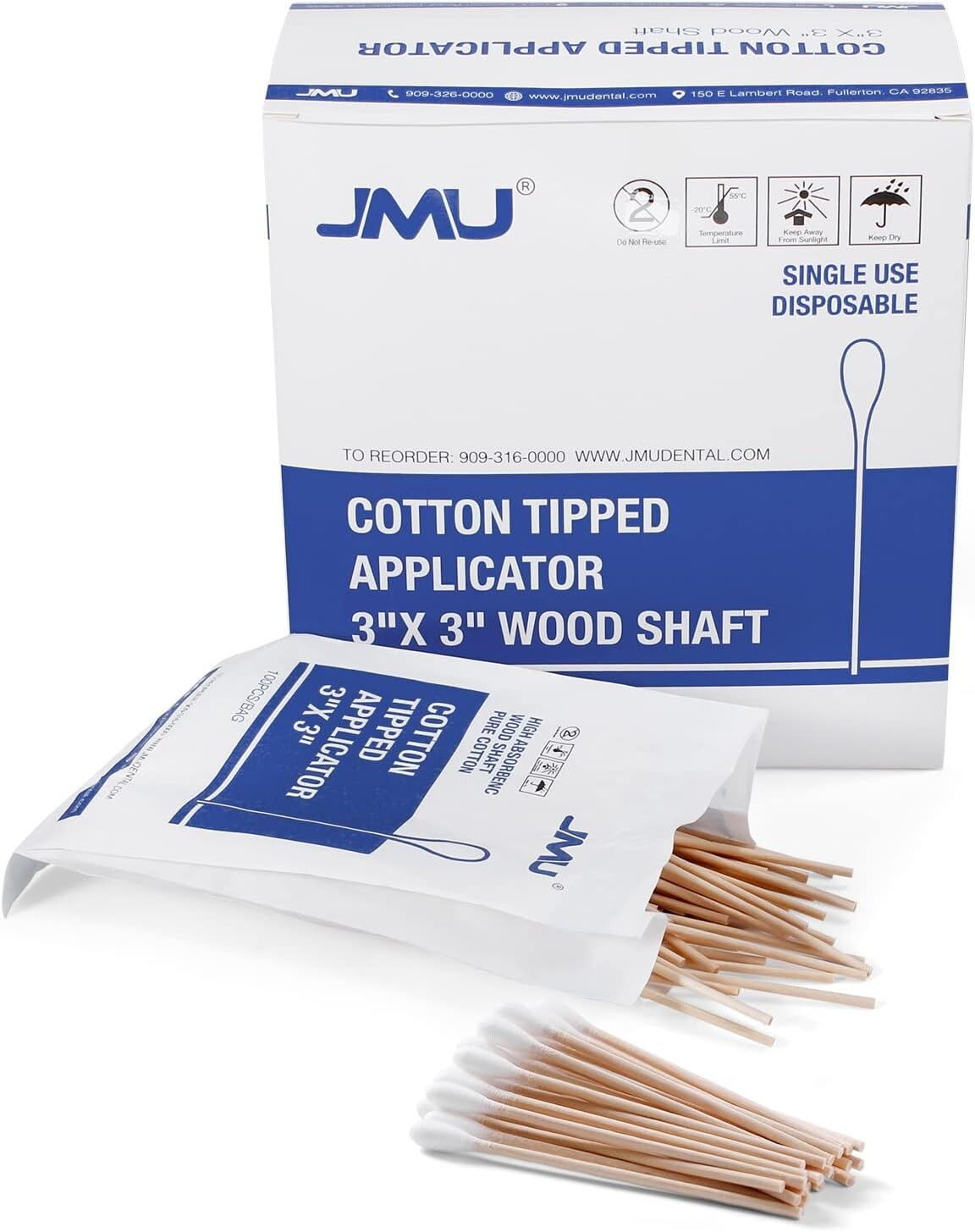 Long Cotton Swabs 3 Inch Wooden Handle Medical & Cosmetic Applicators 1000 pcs
