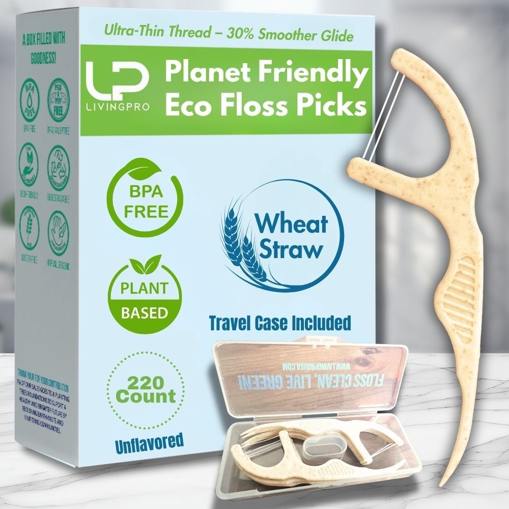 Eco-Friendly Plant-Based Floss Picks - 220 Count, Shred-Resistant Double Thread