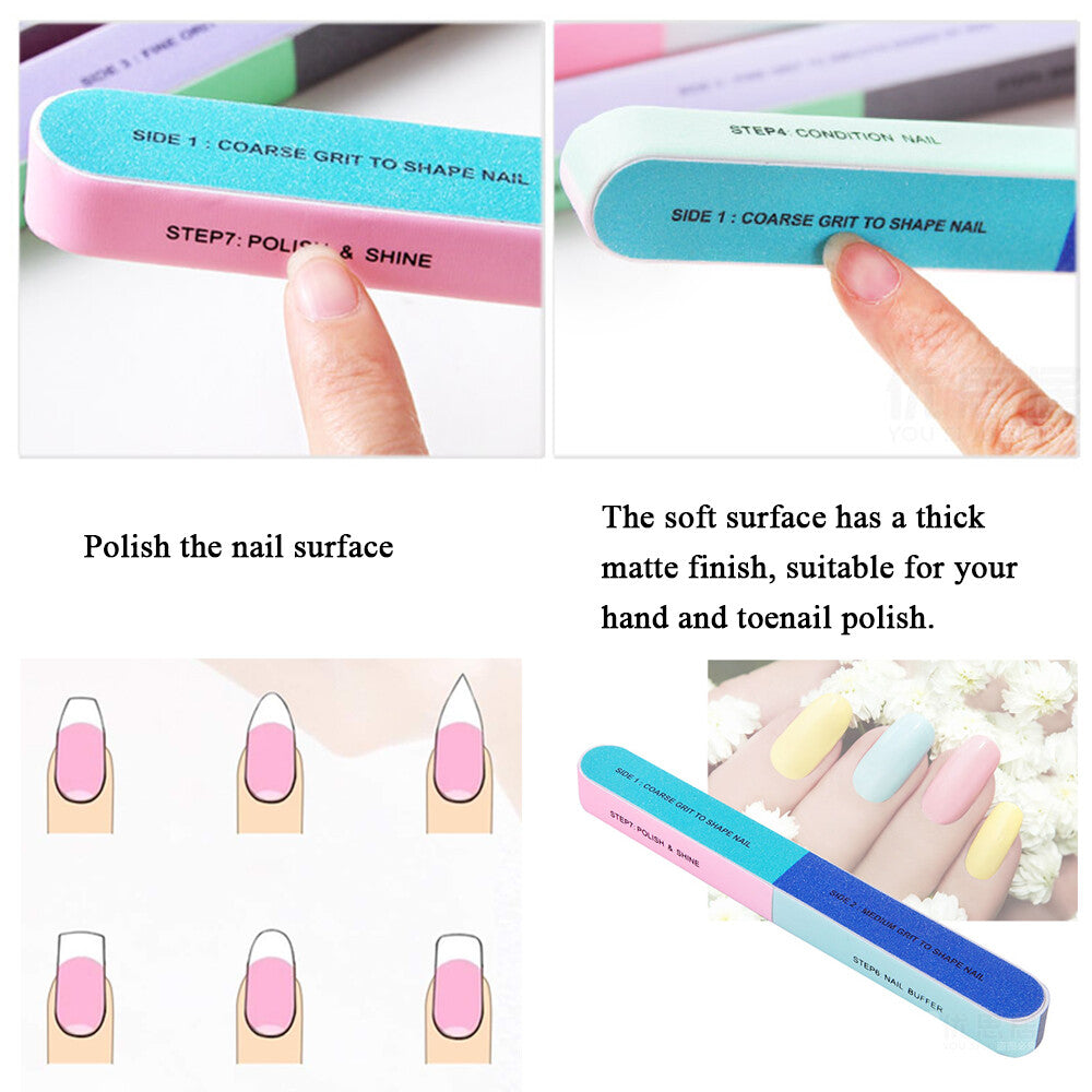 7-Sided Nail File Buffer Emery Boards for Manicure & Pedicure - Pack of 1, 5, or 10