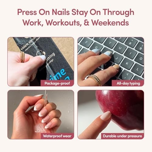 Almond Glazed Press On Nails Kit - 30 Reusable Fake Nail Set for Easy Application