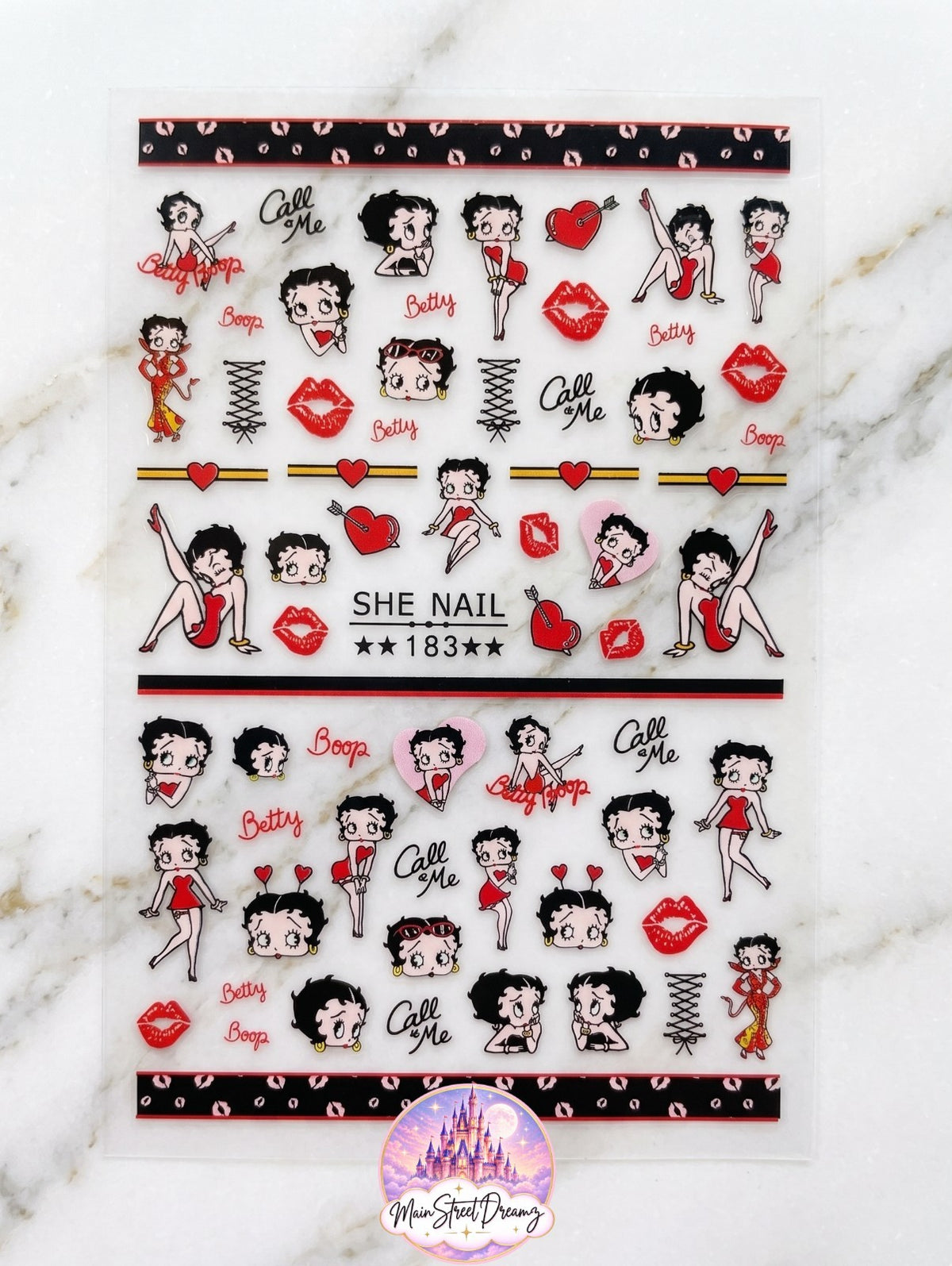 Set of 3D Nail Stickers Betty Boop Character Nail Art Decals