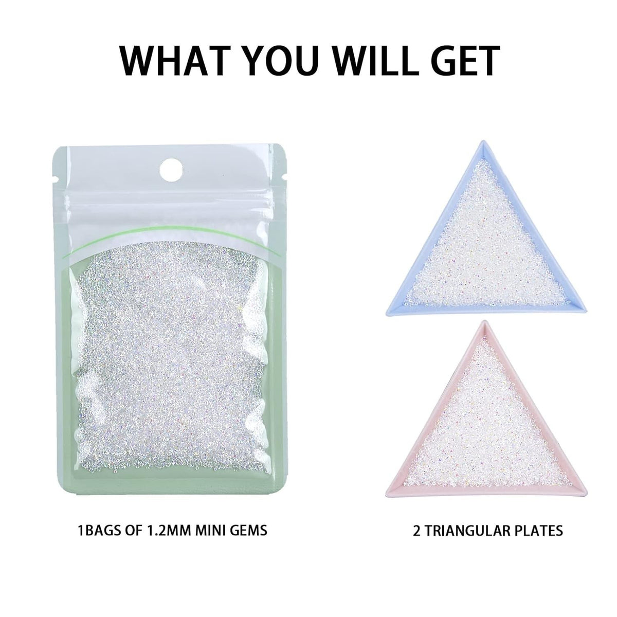 Mini Nail Rhinestones Set 8000Pcs 1.2mm Iridescent AB Crystal Gems for Nails