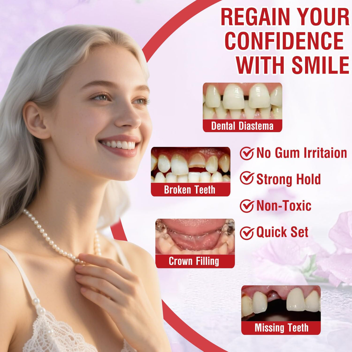 Dental Tooth Repair Kit with Zinc Oxide Eugenol for Chipped and Broken Teeth