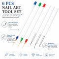 6-Pack Nail Art Liner Brush Set for Precise Manicure & Creative Nail Designs