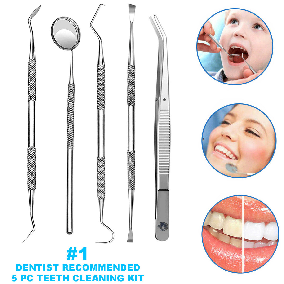 Dental Cleaning & Whitening Kit - 5 Pc Oral Hygiene Set