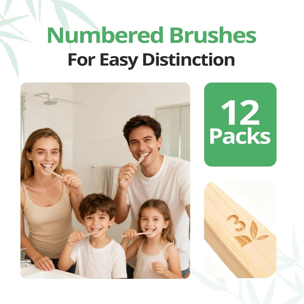 Ultra Soft Bamboo Toothbrush Set - 12 Pack Eco-Friendly & Biodegradable