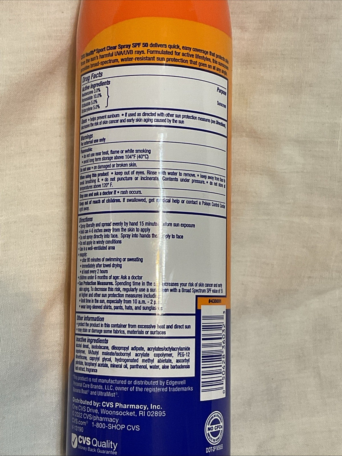 CVS Health Sport SPF 50 Clear Spray Sunscreen 9.1 oz. Broad Spectrum SPF