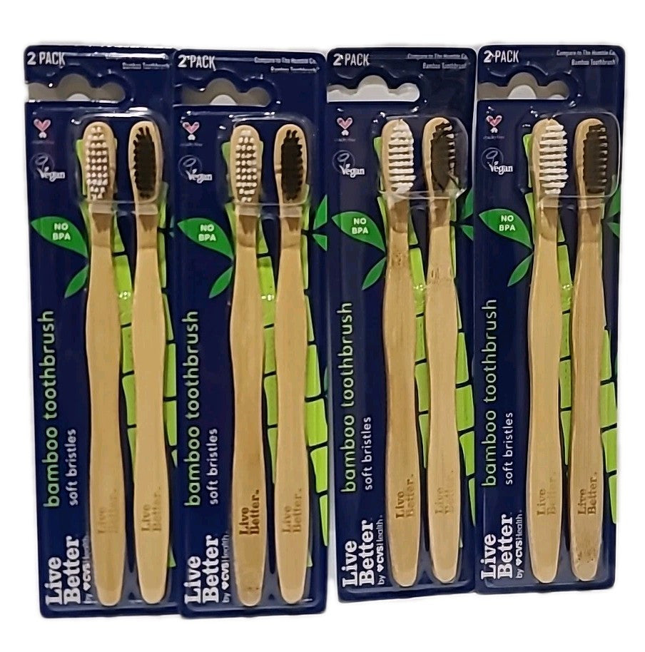 Bamboo Toothbrush Set - 8 Soft Bristle, Vegan & Cruelty-Free Eco-Friendly Oral Care
