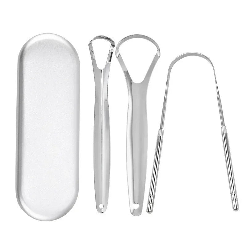Stainless Steel Tongue Scraper Cleaner for Adults & Kids - Reusable Oral Hygiene Tool