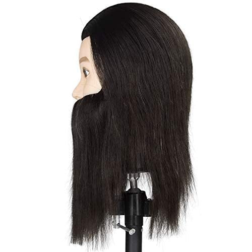 12 Inch Male Human Hair Mannequin Head for Hairdressing Training & Barber Practice