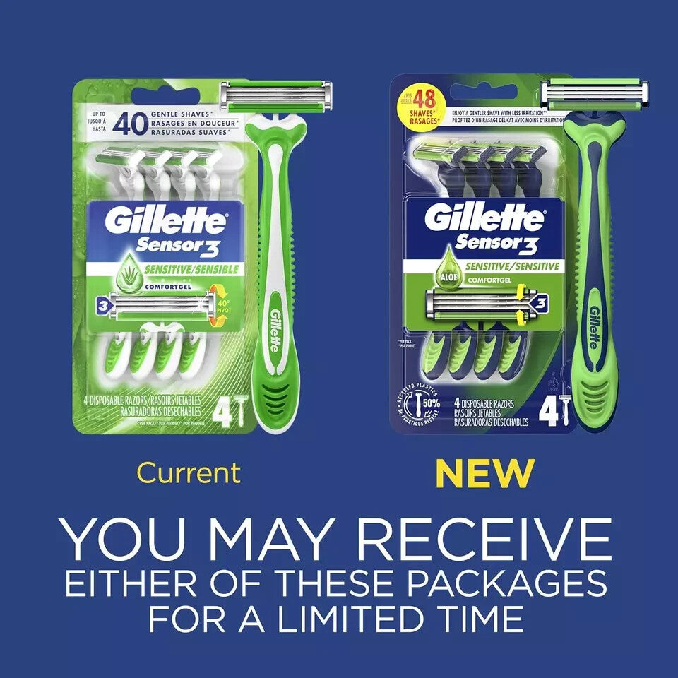 Gillette Sensor3 Sensitive Men’s Disposable Razor - 4 Pack