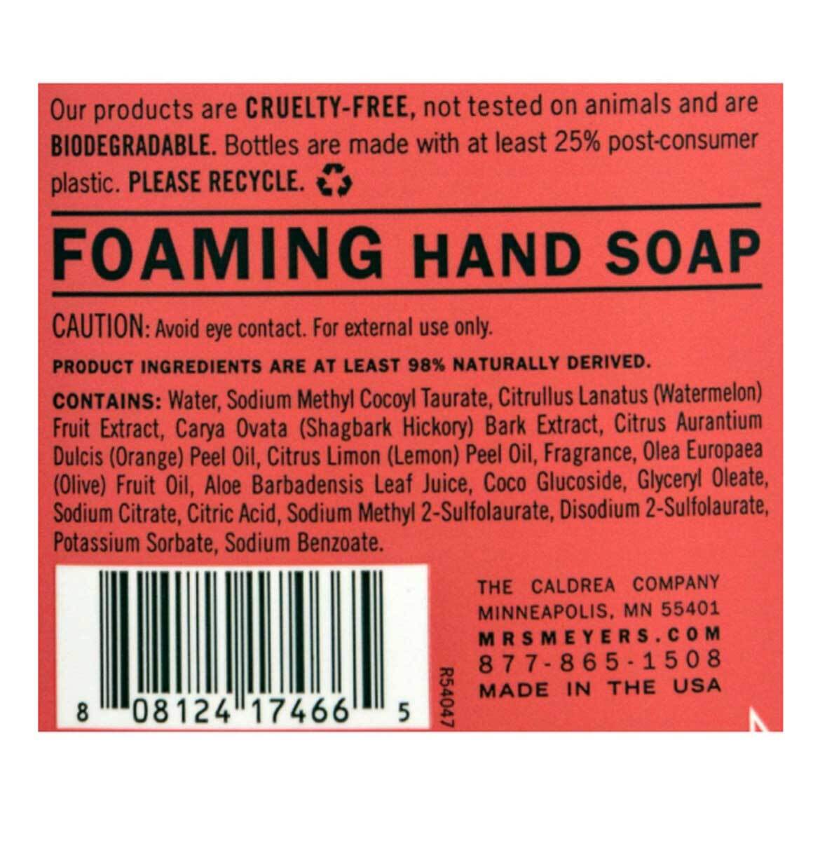 Mrs. Meyer's Watermelon Foaming Hand Soap Pack of 6 - 10 Oz Natural Hand Wash