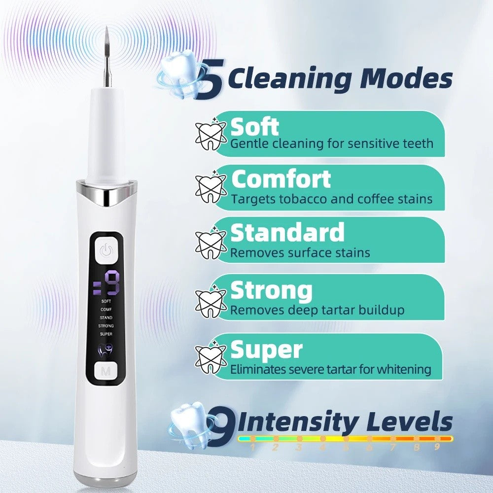 Ultrasonic Electric Tooth Cleaner Tartar & Plaque Remover Dental Scaler Kit