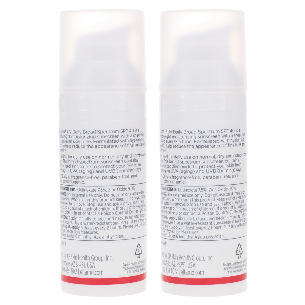 EltaMD UV Daily Broad Spectrum SPF 40 Tinted Face Sunscreen 1.7 oz - 2 Pack
