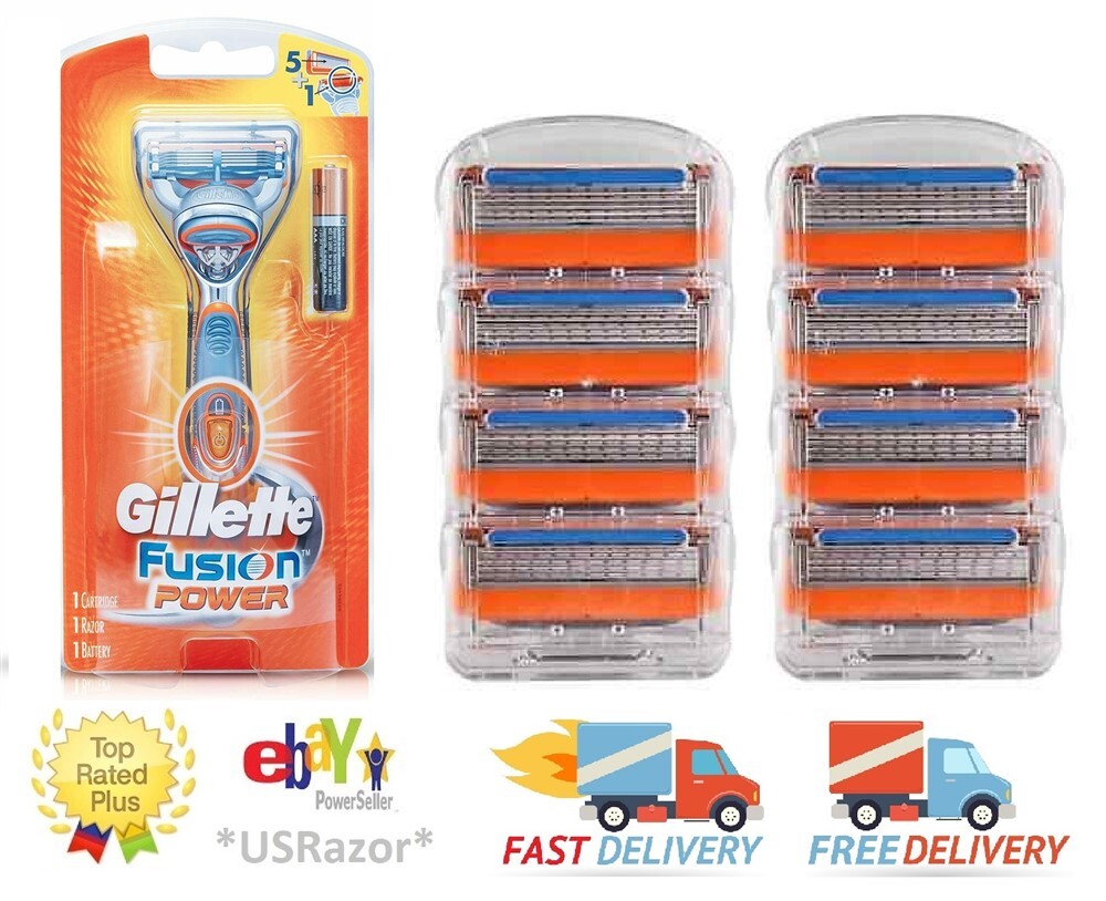 Gillette Fusion Power Razor Blades Refill Pack with Handle & Battery - 9 Count