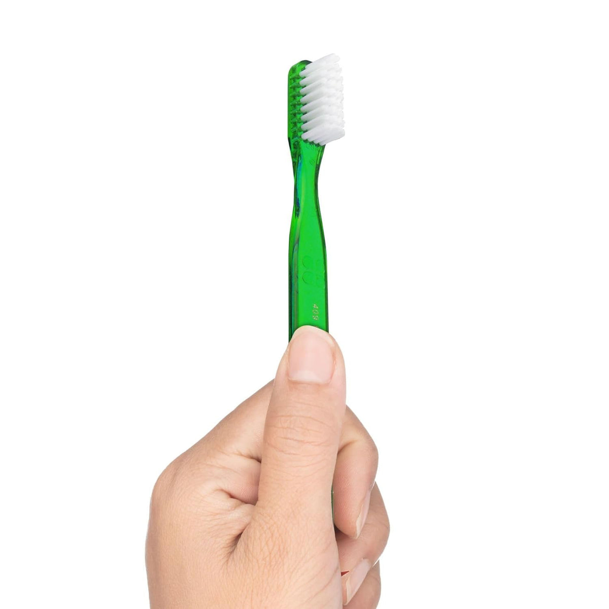 Soft Toothbrush with Dental Pick & Patented Dome Trim Bristles - Pack of 12