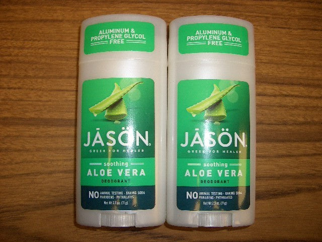 2-Pack Jason Soothing Aloe Vera Deodorant Stick 2.5 oz for All-Day Odor Protection