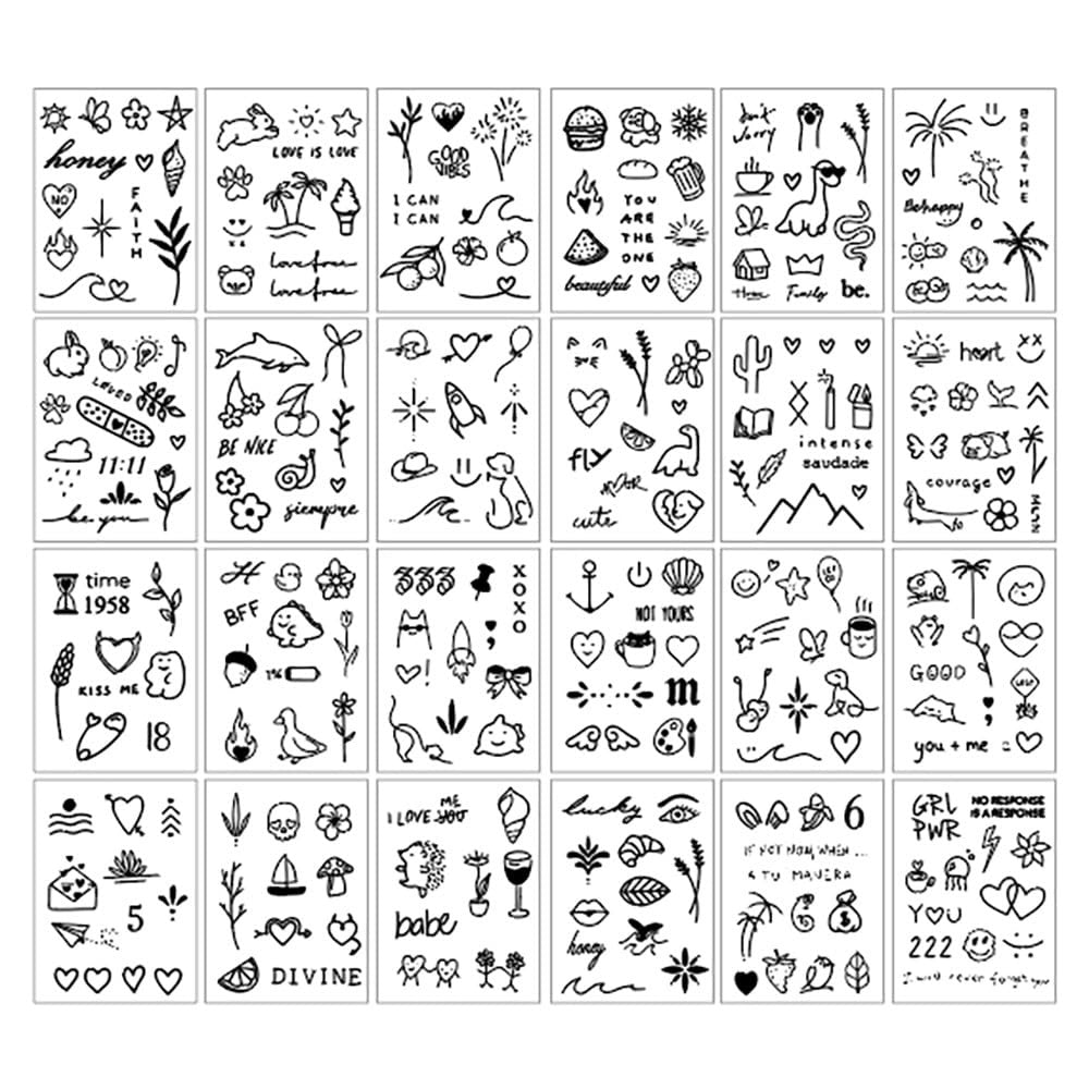 Temporary Tattoos Set 20 Sheets 310+ Pieces Mini Tattoos for Body Art 3.8 x 2.2 in