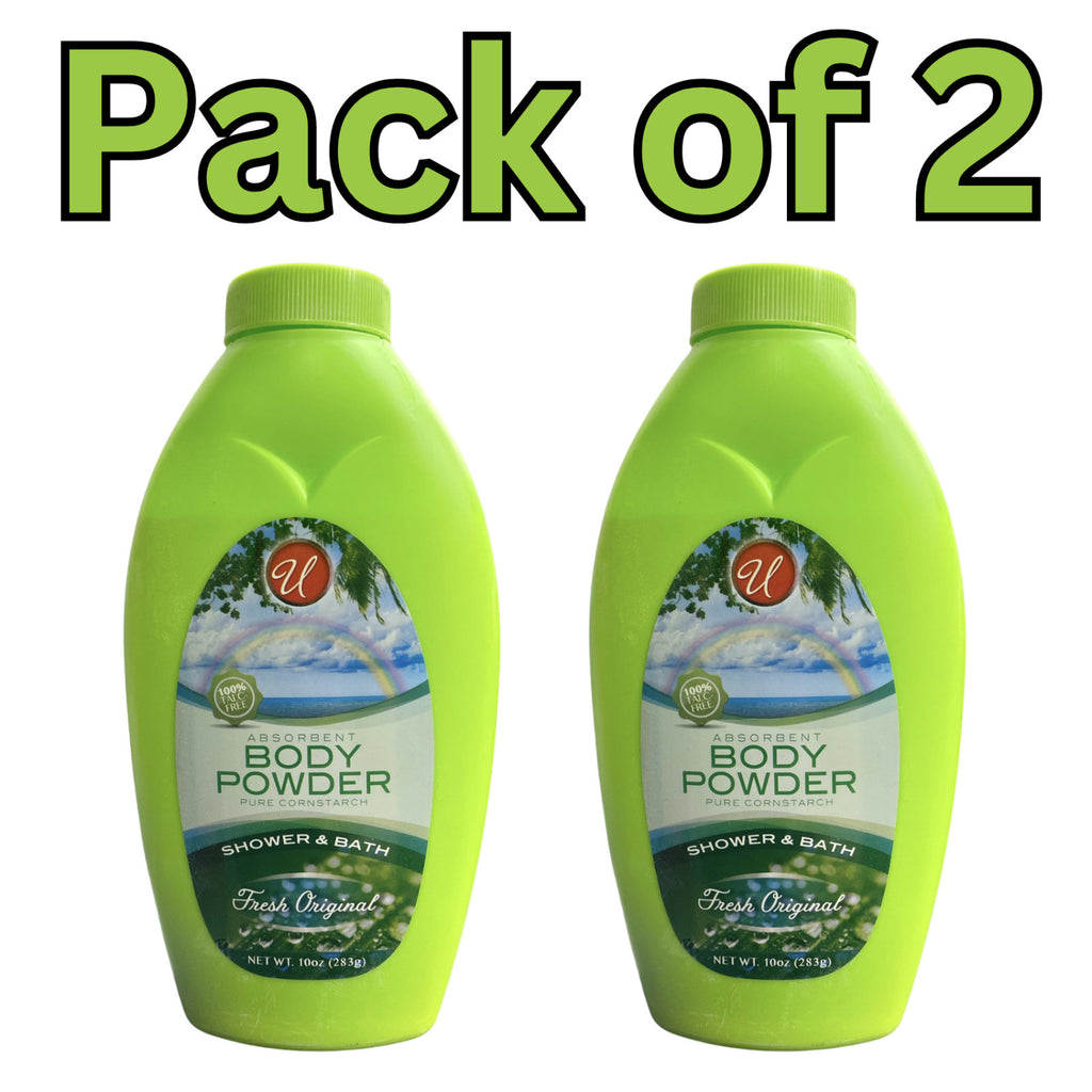 Talc-Free Body Powder with Cornstarch - Fresh Original Scent 10 oz 2 Pack