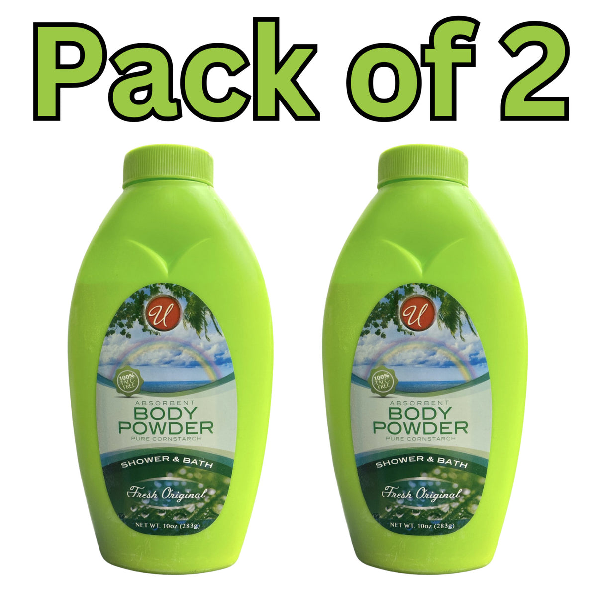 Talc-Free Body Powder with Cornstarch - Fresh Original Scent 10 oz 2 Pack