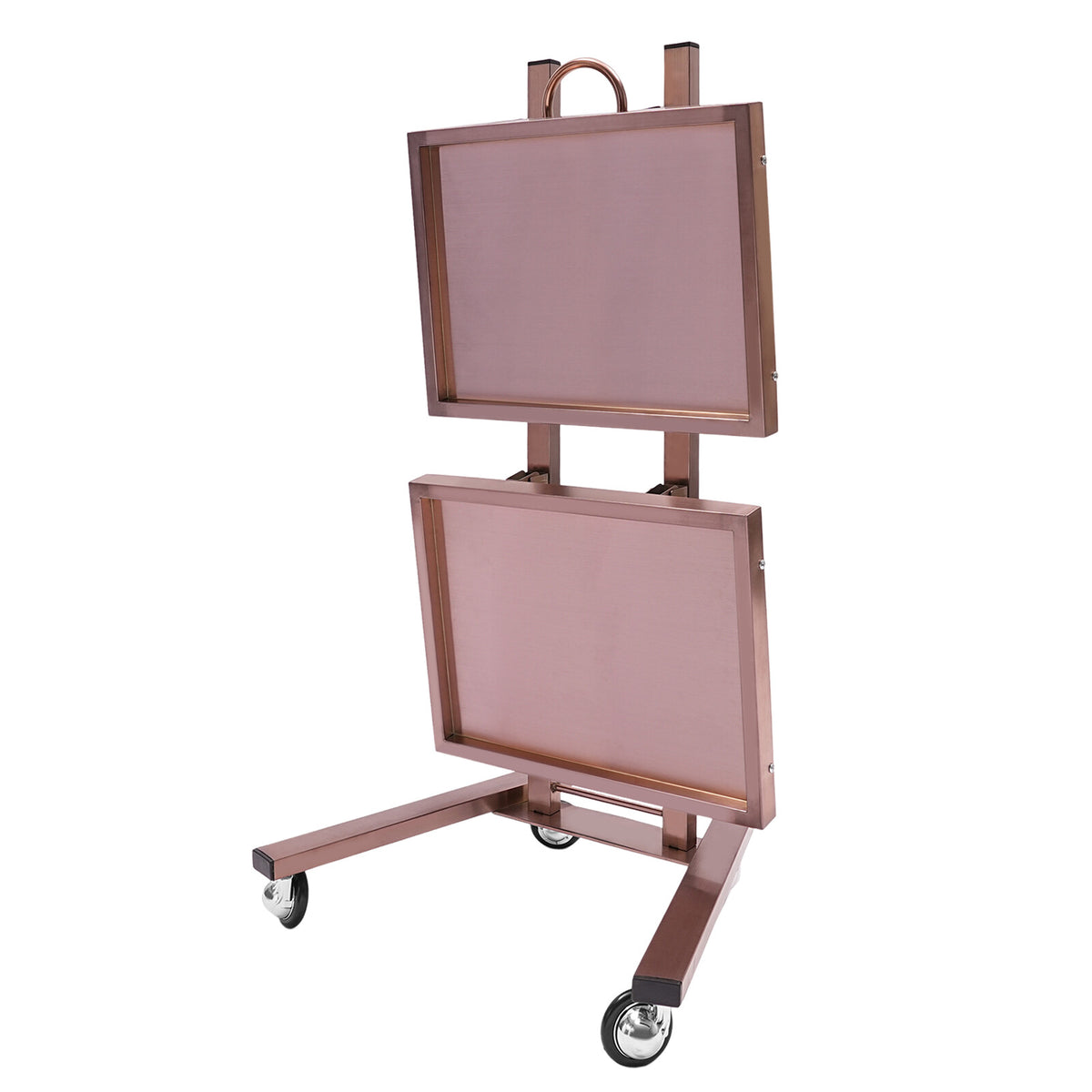Salon Folding Rolling Trolley Cart with 2 Storage Trays for Barber Shop