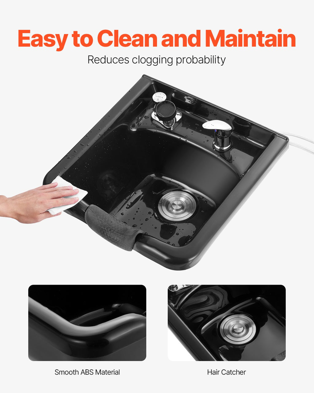 Black Plastic Shampoo Sink for Hair Wash Salon & Home Use
