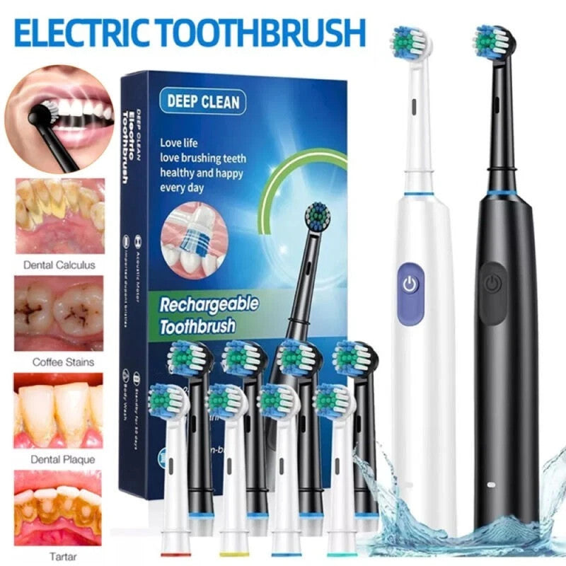 Rechargeable Electric Toothbrush with 5 Modes and Rotating Brush Heads