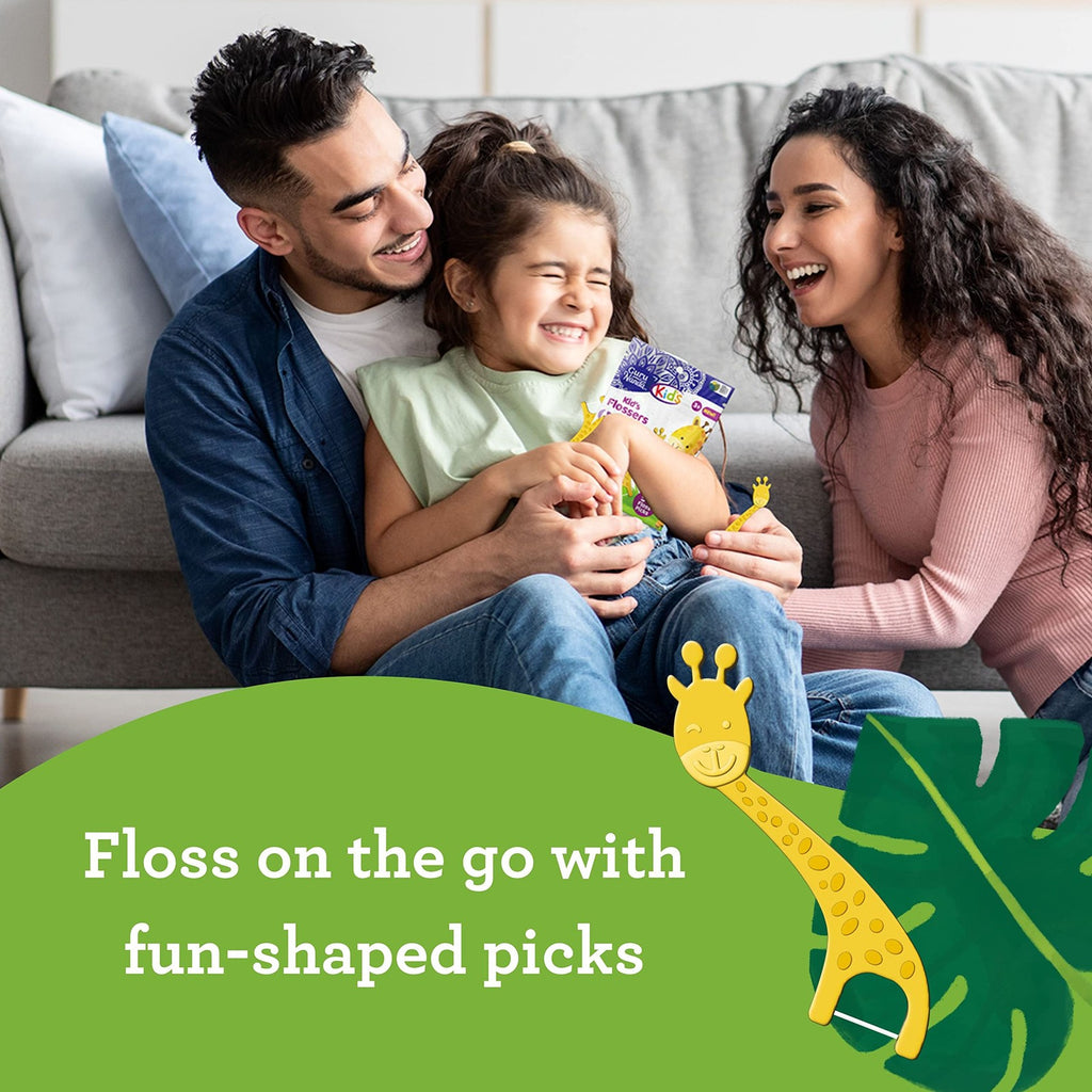 Kids Dental Floss Picks with Giraffe Design - 90 Count, Safe & Tasty