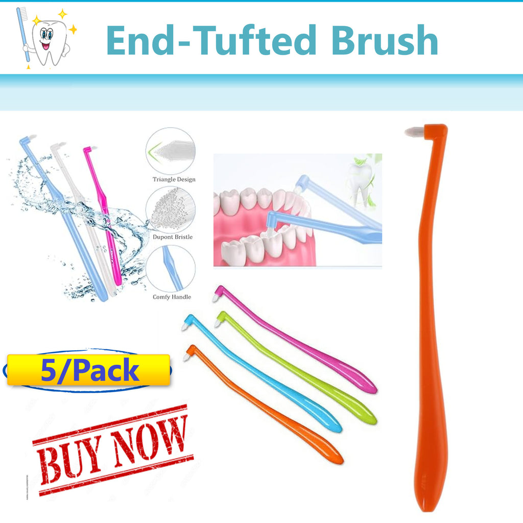 Dental End Tuft Toothbrush 5-Pack for Hard-to-Reach Areas and Braces