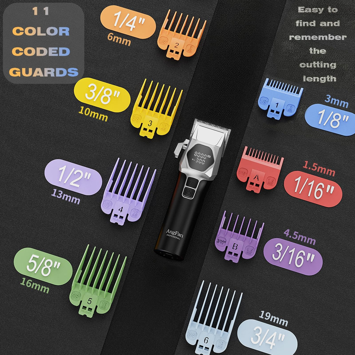 Professional Cordless Hair Clippers for Men - 8000RPM 5-Speed with Stainless Steel Blades