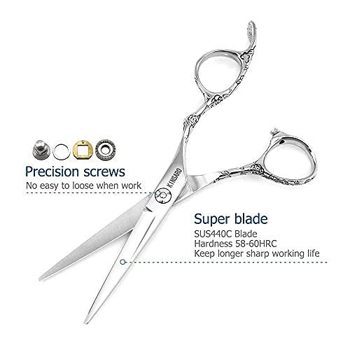 Professional Hair Cutting Scissors 5.5 Inch Steel Shears with Rose Handle