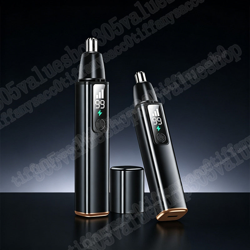 Electric Nose and Ear Hair Trimmer with LED Display Waterproof Rechargeable