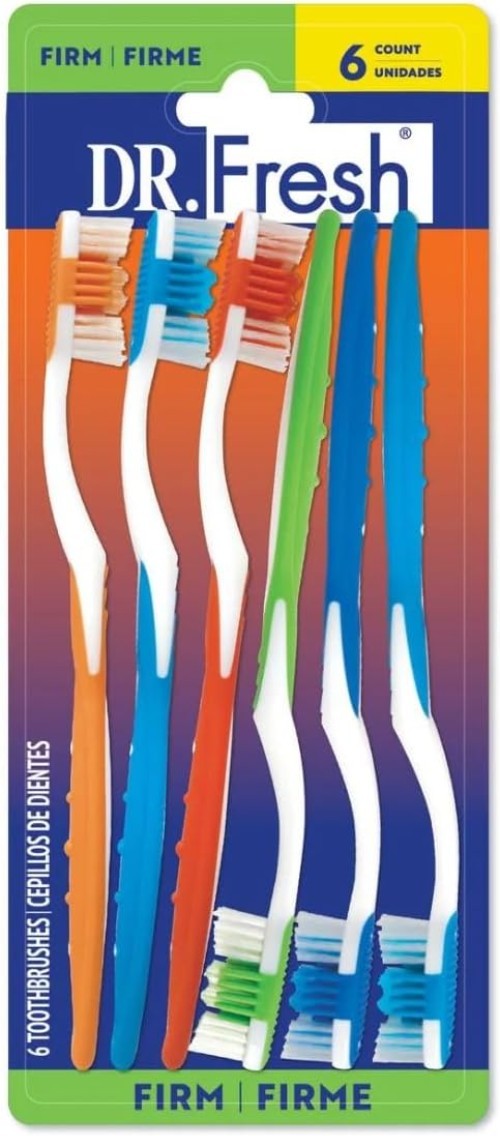 Firm Nylon Bristle Toothbrushes Set for Adults - 6 Pack