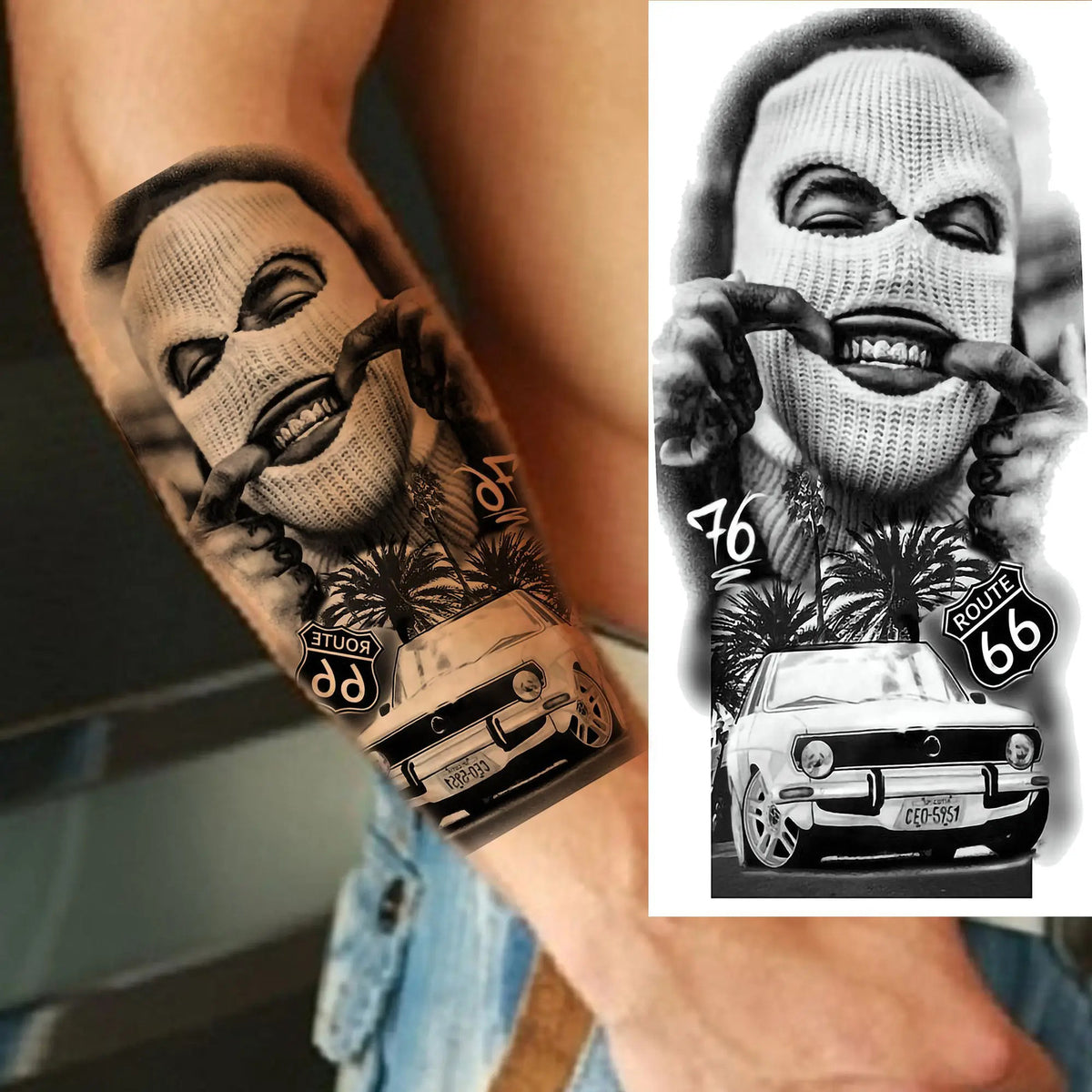 Waterproof Temporary Tattoo Sticker - Evil Joker Face, Long Lasting Realistic Design