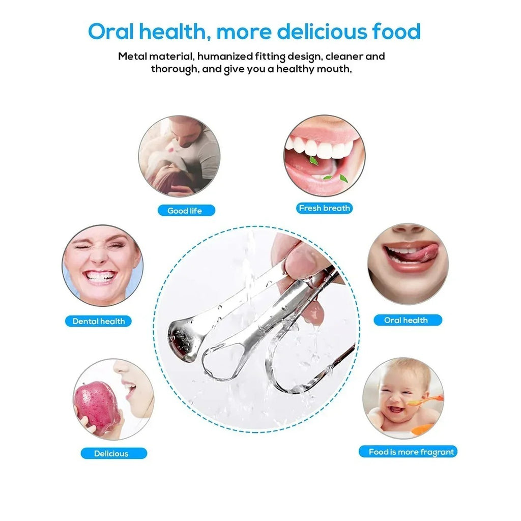 Stainless Steel Tongue Scraper Cleaner for Adults & Kids - Reusable Oral Hygiene Tool