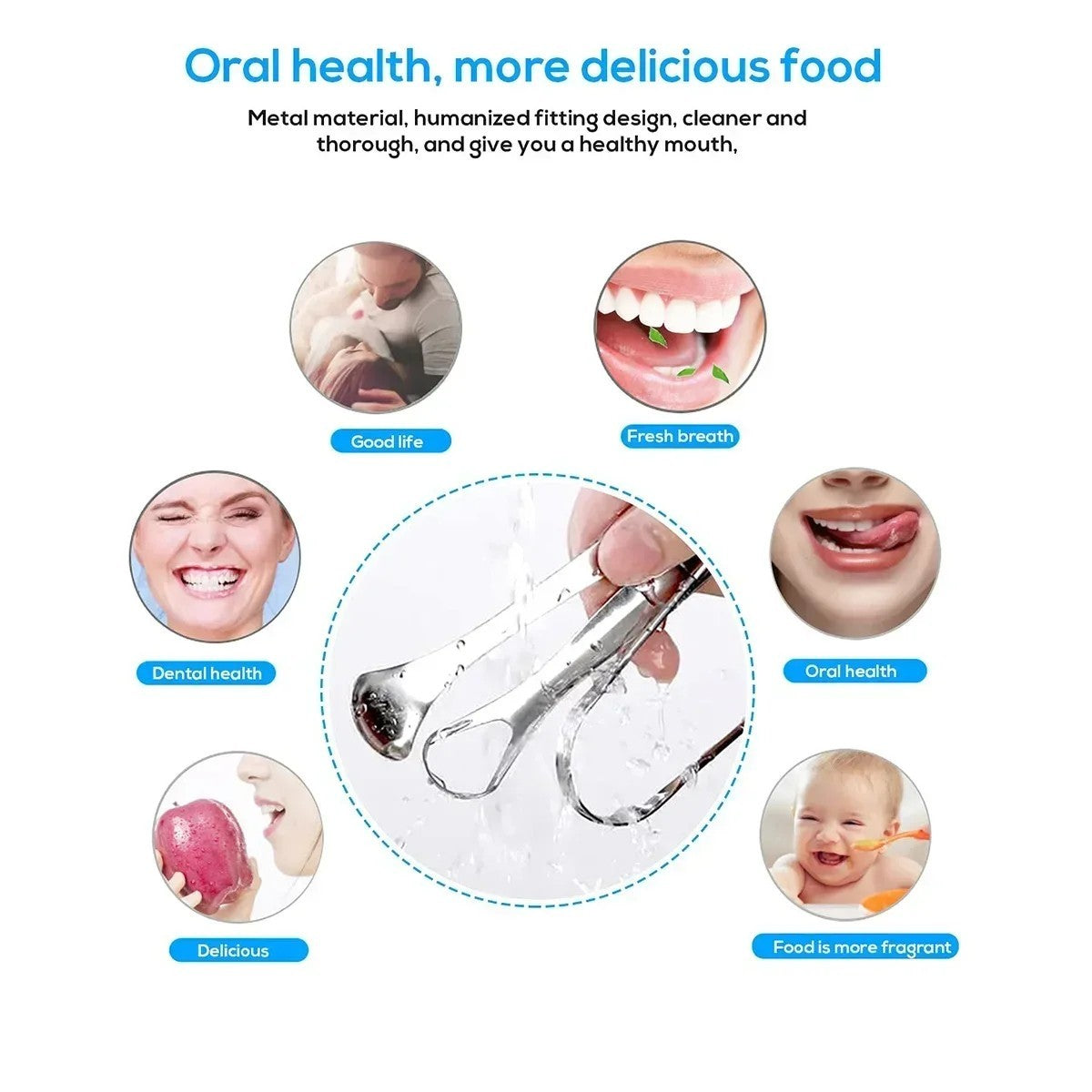 Stainless Steel Tongue Scraper Cleaner for Adults & Kids - Reusable Oral Hygiene Tool