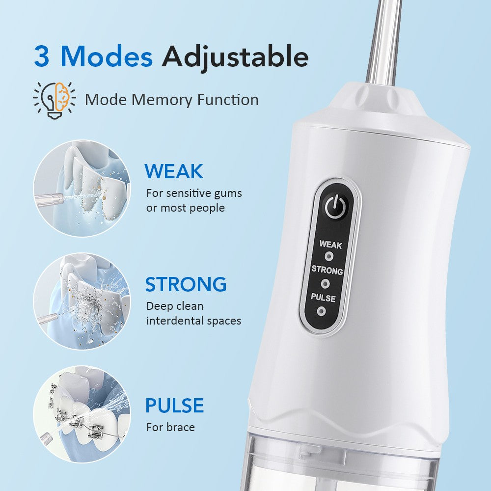 Cordless Water Flosser Oral Irrigator with 3 Modes & 4 Tips - Portable Dental Cleaner