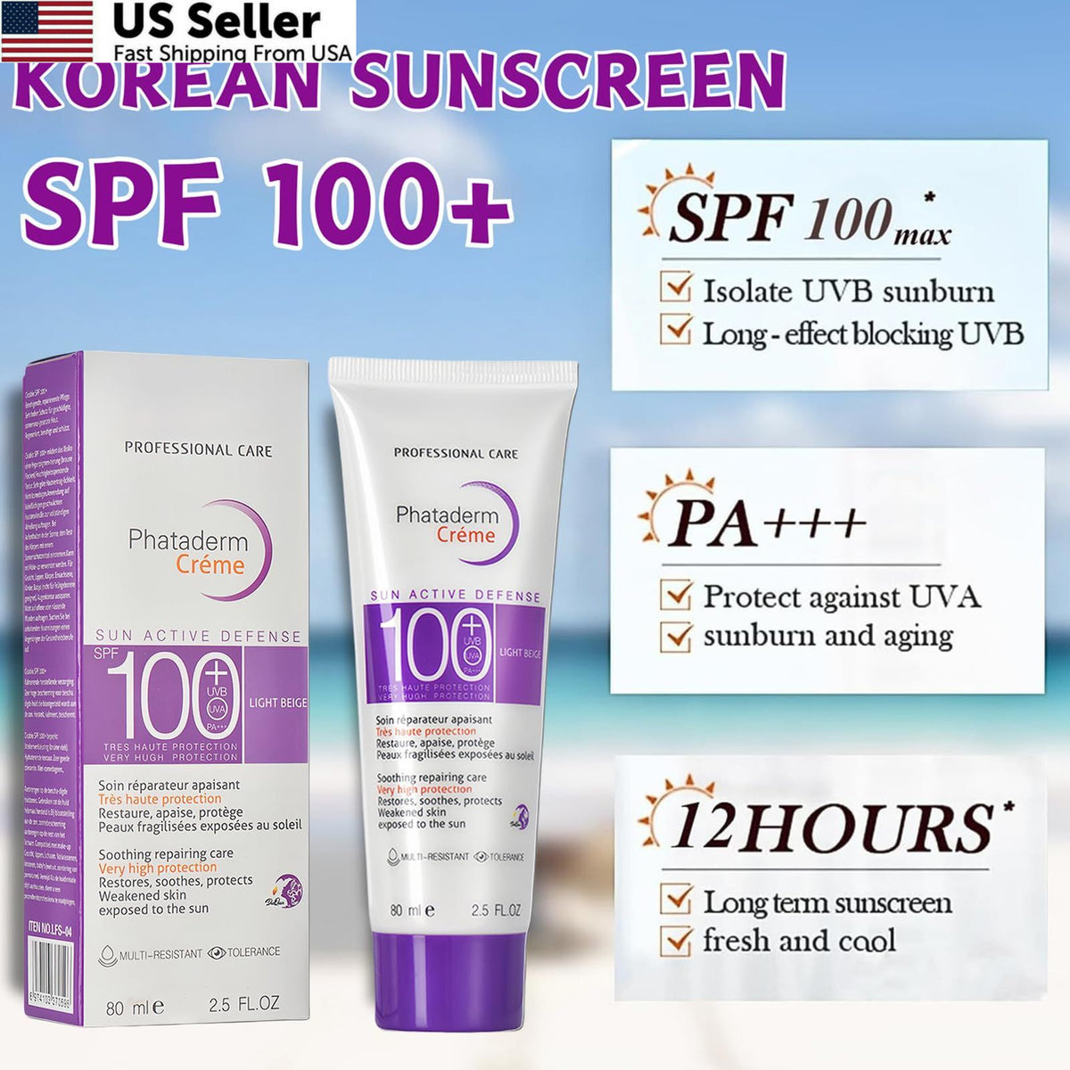 SPF 100 Broad Spectrum Face Sunscreen Moisturizing Cream 2.5 oz