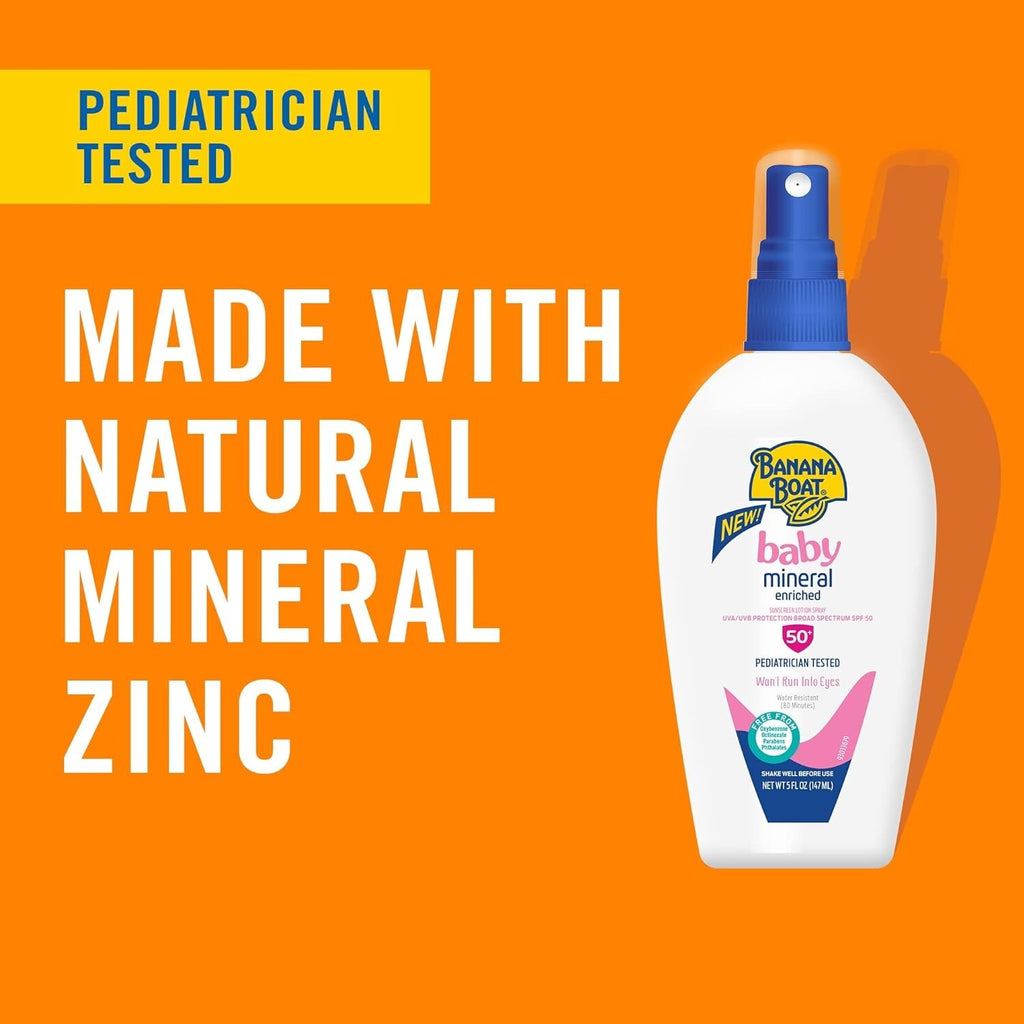 Baby Mineral Sunscreen Spray SPF 50 - Water-Resistant, Gentle & Fragrance-Free