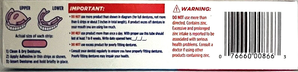 Denture Adhesive Cream - Original Fixodent, 4 Tubes 2.4 oz (68g) Pack