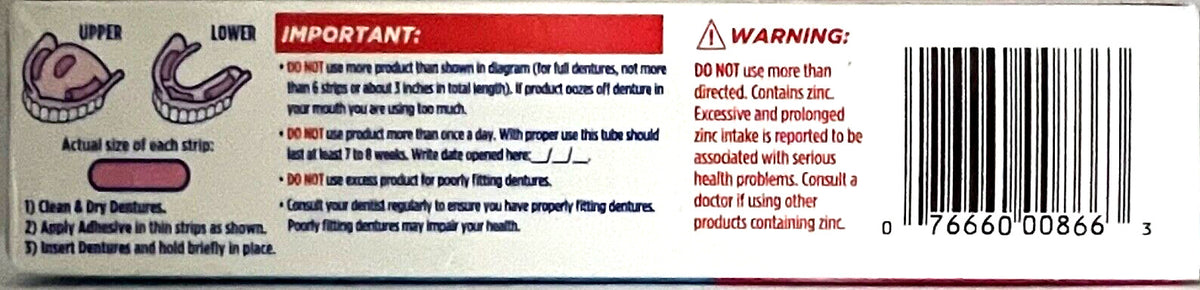 Denture Adhesive Cream - Original Fixodent, 4 Tubes 2.4 oz (68g) Pack
