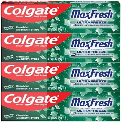Fluoride Toothpaste with Mini Breath Strips - Clean Mint, 4 Pack, 6.3 oz